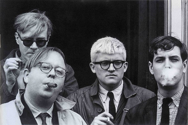 Andy Warhol, Henry Geldzahler, David Hockney and Jeff Goodman