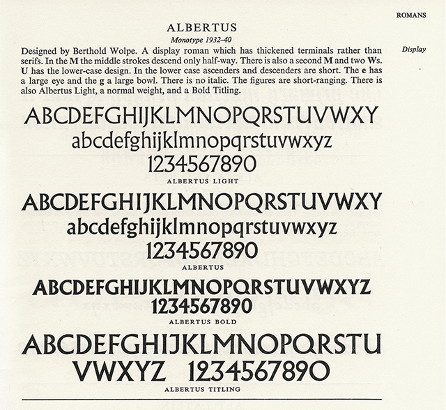 Albertus Typefaces 1962
