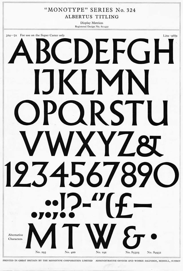 Albertus Titling Monotype Series No.324